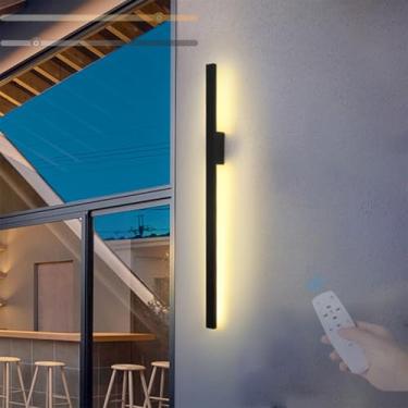 Imagem de Lâmpada de parede longa LED para exterior regulável com controle remoto IP65 à prova d'água arandela de jardim interior/exterior para paredes exteriores pátios garagem Villa 3000K-6500K (B, 120 cm)