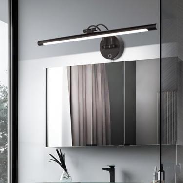 Imagem de TYhogar Luminária De Banheiro Com Barra Led 24" Preto Fosco, Luminárias Sobre Espelho, 3 Unidades, Regulável, Cabeça Giratória, Arandela Parede Para Banheiro, Sala Estar, Quarto, Corredor, Armário,