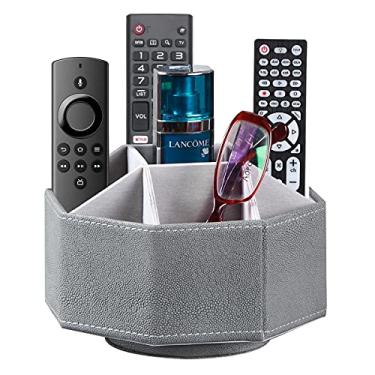 Imagem de Arniche Suporte De Couro Para Controle Remoto, Giratório Tv 360 Graus, Organizador Mesa Com 9 Grades E Acessórios Armazenamento, Controlador, Calculadora, Correio, Mídia, Caneta, Telefone Etc. (Padr