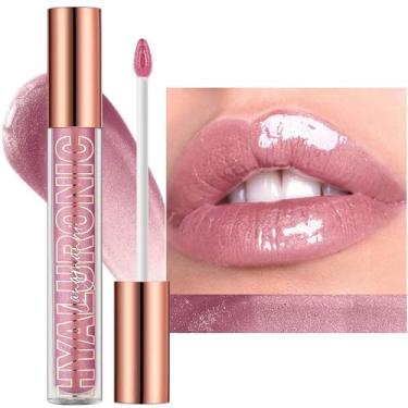 Imagem de Wavuketu Brilho Labial Rosa, Maquiagem Com Glitter Volumizador Para Meninas, Mulheres, Cor, Pigmentação Intensa, Hidratante De Longa Duração, Óleo Cintilante, Batom Natural Brilhante (03#)
