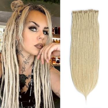 Imagem de POIDOWIS 5 Peças De Extensões Finas Dreadlock 24" Com Clipe, 0,24" Largura, 20 Fios Sintéticos Para Dreadlocks Clipe Mulheres (613, Retos)