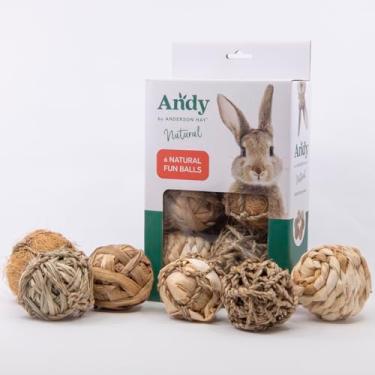 Imagem de Andy Bolas de mastigar grama natural para coelhos, porquinhos-da-índia, chinchilas e hamsters – Brinquedos de coelho, brinquedos de hamster e brinquedos de mastigação de coelho para saúde bucal e