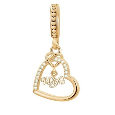 Imagem de LuxglitterLin Charm Wife Dangle Cubic Zirconia Bead Compatível com Pulseira Pandora Presente Feminino Ouro