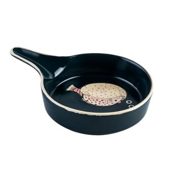 Imagem de Desenho animado bonito de cerâmica japonesa com alça placa ocidental em forma irregular - verde, baiacu gordo