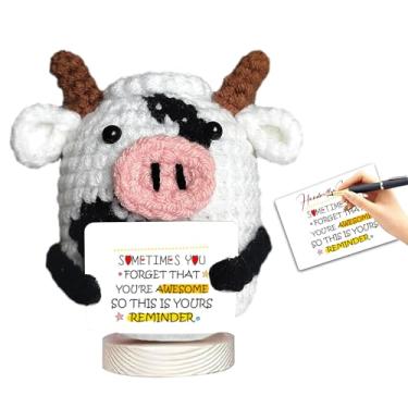 Imagem de Rafaelle Thank You Appreciation Gifts for Friends - Emotional Gifts for Women Men Coworker Teacher Family Boss Mentor Support Inspirational Cute Handmade Crochet Small Cows Custom Present (Cows-1)