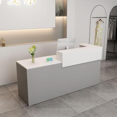 Imagem de Balcão De Varejo Moderno, Mesa De Balcão De Recepção, Balcão De Checkout Com Gaveta, Mesa De Recepção Da Recepção, Para Check-out, Escritório, Salão De, White+gray-b, 140x60x100cm
