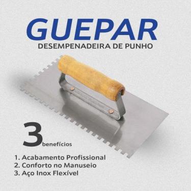 Imagem de Desempenadeira aço 12x25cm Dentada 8mm Cabo fechado Guepar