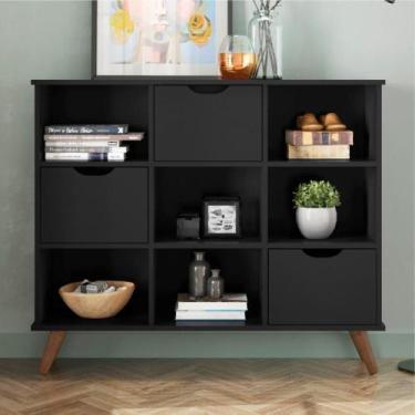 Imagem de Nicho organizador preto retrô (1478.70) + kit 3 gavetas pretas (1479.3