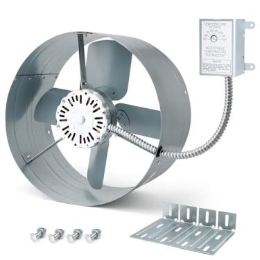 Imagem de Aibabcue Ventilador De Sótão Com Ventilação Empena, Exaustor 15" Termostato Ajustável Para Galpão, Casa, Garagens, 1300 Pés Cúbicos Por Minuto, 1075 Rpm, 1850 Quadrados (1300 Minuto)