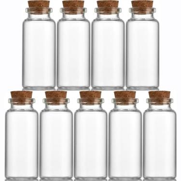 Imagem de EWEIGEER 9 garrafas de vidro pequenas de 30 ml com rolha de cortiça, garrafa decorativa, frascos de frascos, frasco de armazenamento fofo, garrafa de desejos 30 x 70 mm (1,18 x 2,76 polegadas)