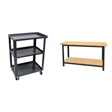 Imagem de Conjunto 1 Bancada Profissional 150cm 1 Carro Aberto em Aço para Ferra