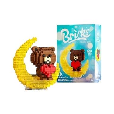 Imagem de Bloco de Construção Ursinho com Coração & Lua – Bloco de Montar Urso com LED 402 peças (sem base)