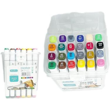 Imagem de Kit 24 Cores de Canetinhas Ponta Dupla Para Desenhar Pintar