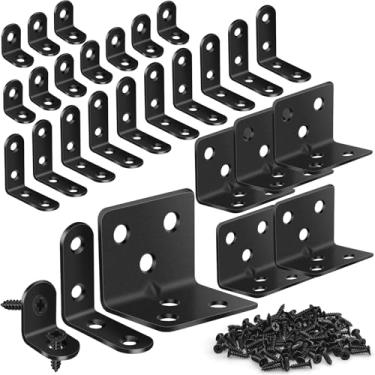Imagem de MAPVOLUT 25Pcs L Brackets Para Prateleiras, 3 Tamanhos De Ângulo De Canto Braces Metal L Bracket Heavy Duty Para Madeira, Resistente E À Prova De Ferrugem Para Consertar Móveis Com 82Pcs Parafusos Sup