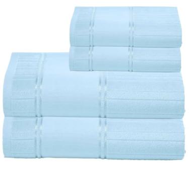 Imagem de Kit 2 Toalhas De Banho E 2 Rosto Para Pintar Artesanalle – Jogo de Toalhas Premium 2 Peças com Barra para Pintar ou Bordar em Máquina – Diversas Cores (Azul claro)