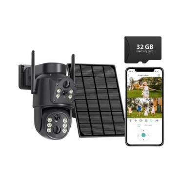 Imagem de Câmera Solar WiFi 4K HD Externa 8MP Lente Dupla Vigilância Por Vídeo S