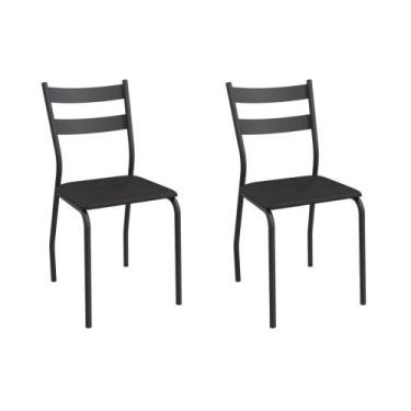 Imagem de Cadeira Sala de Jantar Bali 2C141PRF Aço Kit 2 Un Preto/ano Preto - Ka
