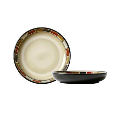 Imagem de Estilo americano casa minimalista forno transformação personalidade criativa grade vermelha placa profunda de cerâmica - grade vermelha placa de 20 cm de profundidade