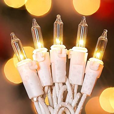Imagem de mimigogo Conjunto De Luzes Natal Transparentes Com Fio Branco, 50 Lâmpadas Incandescentes 13 Pés, Mini Cordão Para Guirlanda Árvore Interna, Aniversário, Festa Casamento, Decoração Festival, Quente