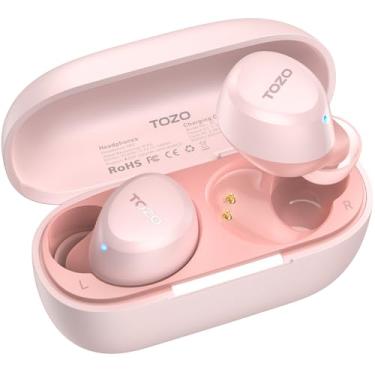 Imagem de TOZO A1 Mini fones de ouvido sem fio Bluetooth 5.3 intra-auriculares com microfone embutido, à prova d'água IPX5, som imersivo, fone de ouvido com conexão de longa distância e estojo de carregamento