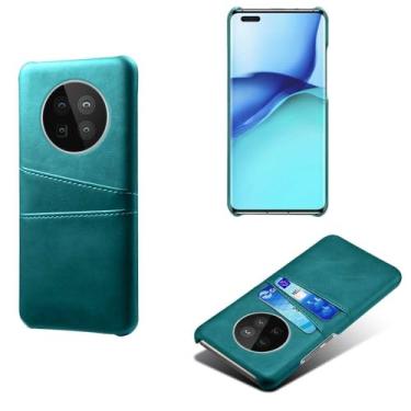 Imagem de Capas Compatível com HUAWEI MATE 40 Pro,Caso de couro PU-Tampa de telefone a prova de choque com 2 slots de cartão,Proteção anti-impressão digital e anti-gota-Green