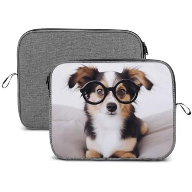 Imagem de Capa para laptop, impermeável, resistente a choques, bolsa protetora para notebook leve e fofo com óculos, capa de transporte de viagem compatível com laptop de 13 a 14 polegadas