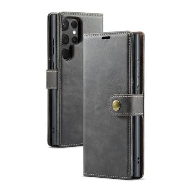 Imagem de YOGISU Capa protetora de couro luxuosa com flip magnético para Galaxy S8 Plus (para Galaxy S8 Plus/cinza)