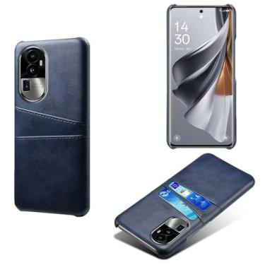Imagem de Capas Compatível com OPPO RENO 10 PRO PLUS,tampa protetora de couro falso,design de saco de cartão com 2 fendas de cartão atrás,proteção anti-impressão digital e anti-gota-Blue