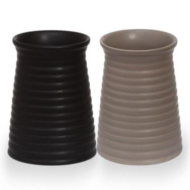Imagem de Conjunto 2 Vaso Cerâmica Cachepot Mesa Sala Quintal Plantas - Quality 