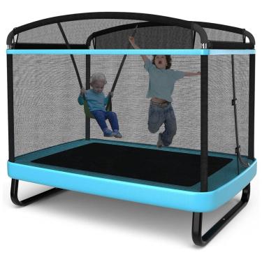 Imagem de Giantex GT10004BL TW Cama Elastica Infantil com Diâmetro , Rede de Proteção e Balanço para até 100 kg, Azul