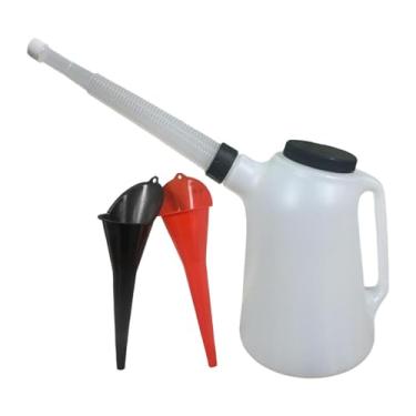 Imagem de Mqetly Recipiente de Medição de óleo 5L com Balança Veicular, Pote Portátil, Dispensador de óleo Eficiente E Resistente com Tampa, Dispensador de óleo à, com 2 Funil, Tamanho real