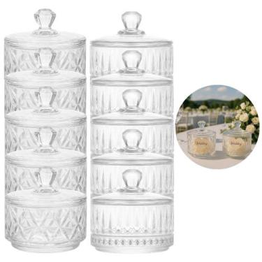 Imagem de 10 Potiches Bomboniere De Cristal Lembrancinha C/ tampa 8cm - Lyor