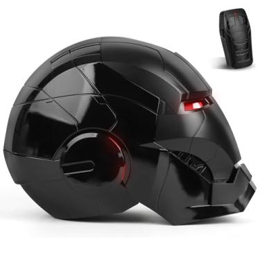 Imagem de Capacete masculino Iron Hero MK 5 Black Edition – colecionável 1:1 vestível com voz, toque e controle remoto, olhos de LED e efeitos sonoros realistas – presente de cosplay e exibição para adultos e