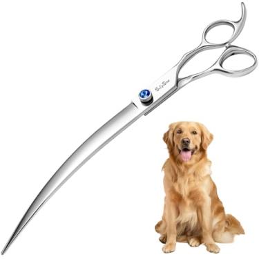 Imagem de SnipStar Tesoura Curva Para Tosa De Cães, Aço Vg10 9 Polegadas Tosa, Curvatura 30 Graus, Lâmina Afiada Com Parafuso Cnc E Ponta Redonda Sem Corte, Profissional Cães Gatos Em Casa