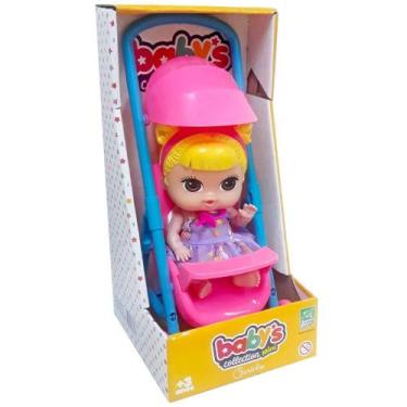 Imagem de Boneca babys collection mini 18cm com carrinho super toys, Lilás, UN