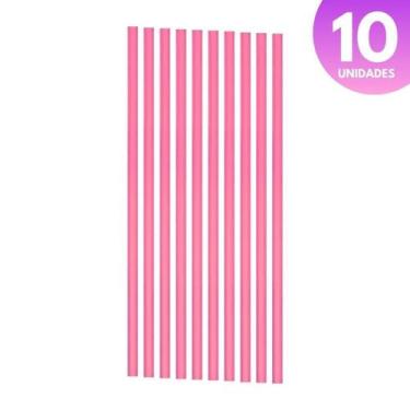 Imagem de Kit 10 Canudo 31Cm Pink/Preto/Transparente Plástico - Db