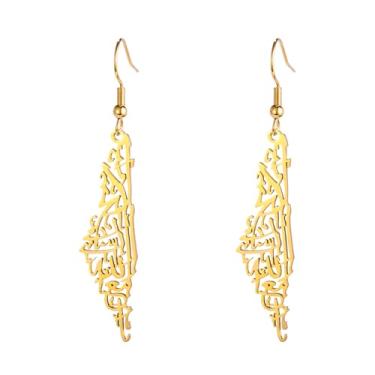 Imagem de Brincos pendentes da Palestina para mulheres, mapa da Palestina, bandeira do país, brincos para trazê-los para casa agora, joias patrióticas, presente judaica, Aço inoxidável, Sem pedra preciosa