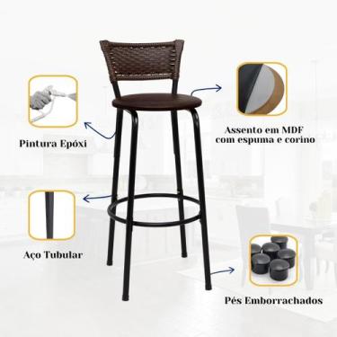 Imagem de Banqueta Cadeira Banco Alta Para Cozinha Gourmet Balcão Bancada Área G