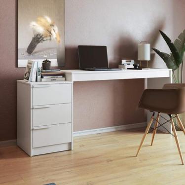 Imagem de Mesa Escrivaninha com Tampo Extensível e 3 Gavetas BRV Móveis, Branco
