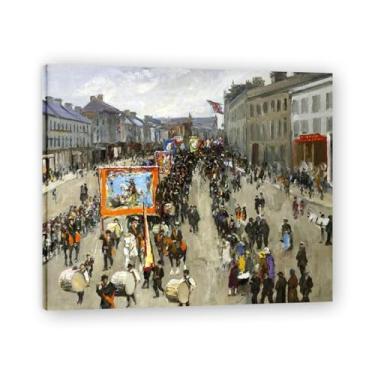 Imagem de The Twelfth Of July In Portadown John Lavery Classic Realist Portrait & War Scene Canvas Art – Decoração de parede de arte irlandesa para casa 30 x 36 cm emoldurada