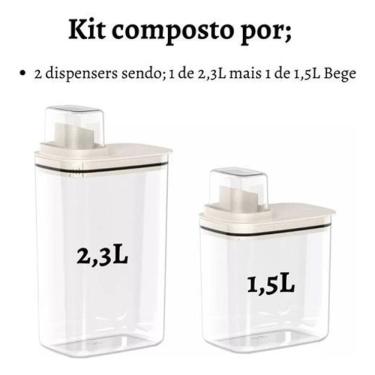 Imagem de Kit 2 Porta Sabão Amaciante Hermético Flow Ou - Bege