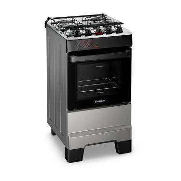 Imagem de Fogão a Gás Mesa Inox Tampa de Vidro Forno 50L Limpa Fácil e Acendimento Automático Esmaltec IDEAL Top  T4IAI Cor Inox 4 bocas Bivolt