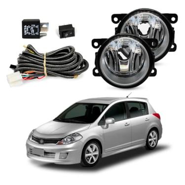 Imagem de Kit Farol de Milha para Tiida 2008 a 2013 Hatch Sedan Completo com Chicote Botão e Relê Auxiliar Neblina