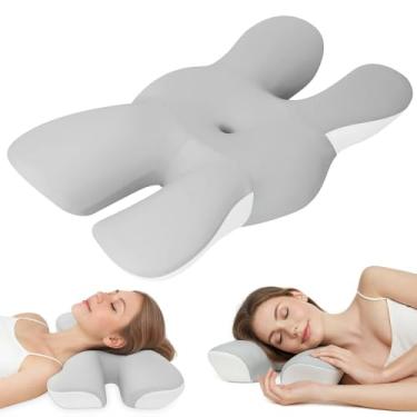 Imagem de Travesseiro facial impecável, antienvelhecimento e antirrugas, espuma viscoelástica para alívio da dor no pescoço - Suporte cervical ergonômico para pessoas que dormem de lado, certificado de amigo da