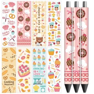 Imagem de Peacoblue Adesivo de transferência UV DTF para cozinhar - 48 peças à prova d'água impressão HD UV DTF caneta adesivos adesivos para caneta lápis DIY personalizada artesanato decorativo presentes