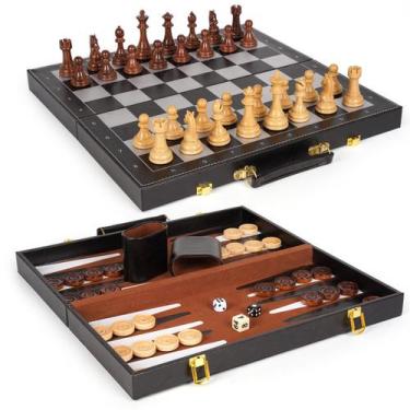 Imagem de Conjunto de jogos de tabuleiro Agirlgle 3 em 1 Magnetic Chess, damas e