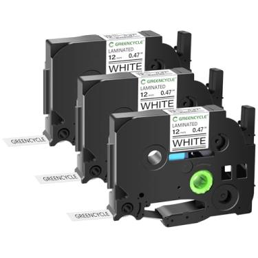 Imagem de GREENCYCLE Pacote com 3 fitas adesivas 12 mm 1,2 cm branco laminado compatível com Brother P-Touch Label Tape TZe-231 TZe231 TZ-231 TZ TZe Etiqueta para PT-D200 D210 D400 H100 H110 D410 D600