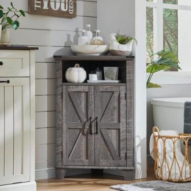 Imagem de Armário de banheiro de canto ACCOHOHO com porta de celeiro Grey Wash