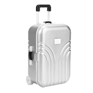 Imagem de Mala de viagem para bonecas Semme, mala de carrinho de tamanho pequeno com simulação de bagagem de mão aberta e fechada Brinquedo de mala de mão (prata)