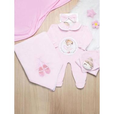 Imagem de Saída de Maternidade Menina Bailarina Rosa 04 Peças Plush Quentinho An